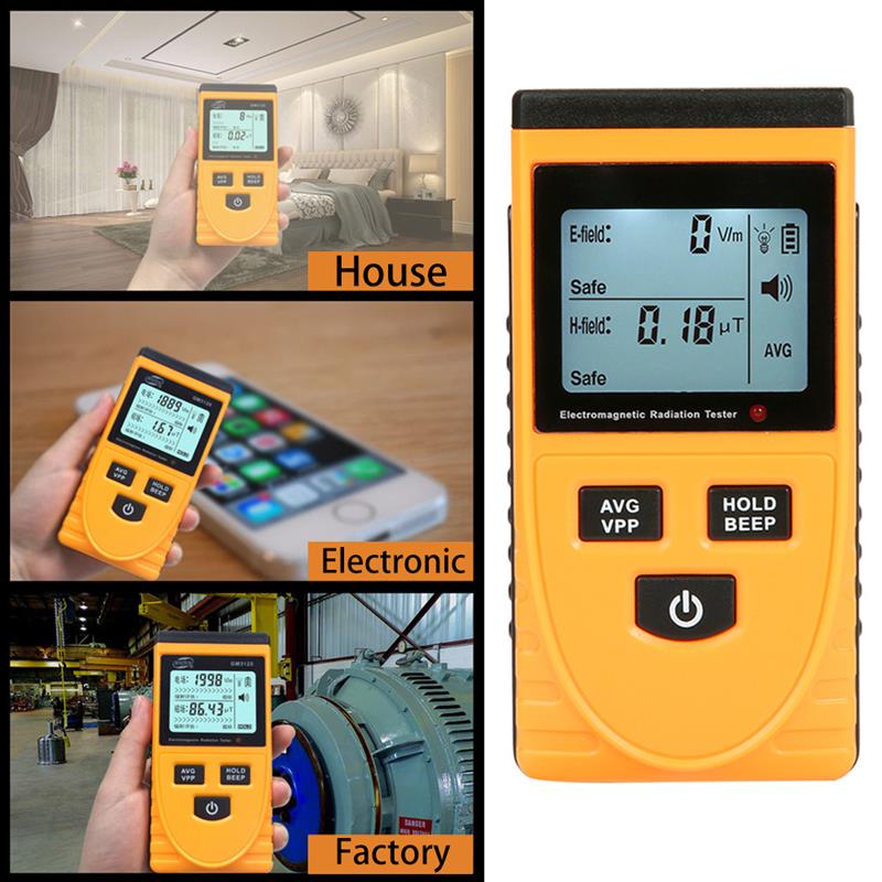 Lcd detector de radiação eletromagnética tester medidor de radiação dosímetro contador medição para computador celular