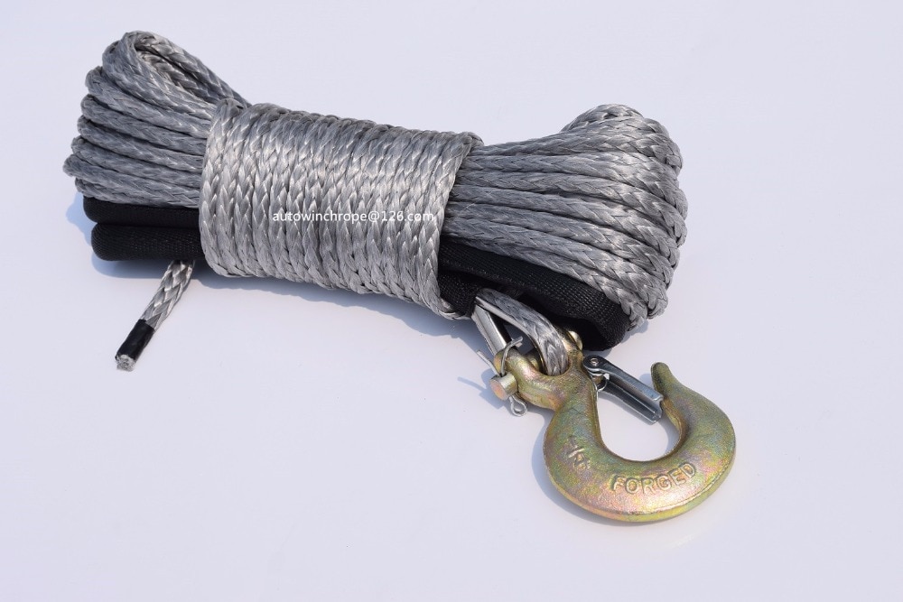 Gris 1/4 "* 100ft Extension de corde de treuil, ligne de treuil ATV, corde de treuil synthétique, corde hors route