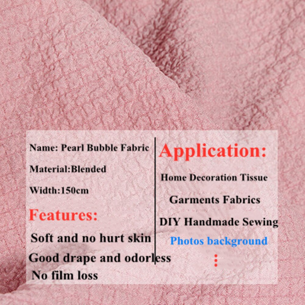 1 Meter Bubble Chiffon Fabric Seersucker Solid Plaid Printed Breathable Thin Cloth Patchwork Home Tissue DIY Summer Garment Dec