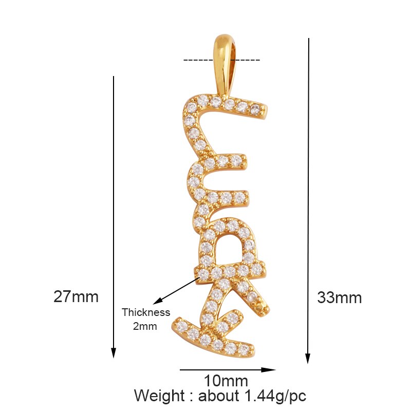 Fine LOVE KISS BABY ANGEL DEAR MAMA LUCKY Letter Charm Pendant Jewelry, Trendy Necklace Accessories Hand Making Supply K50: Orange