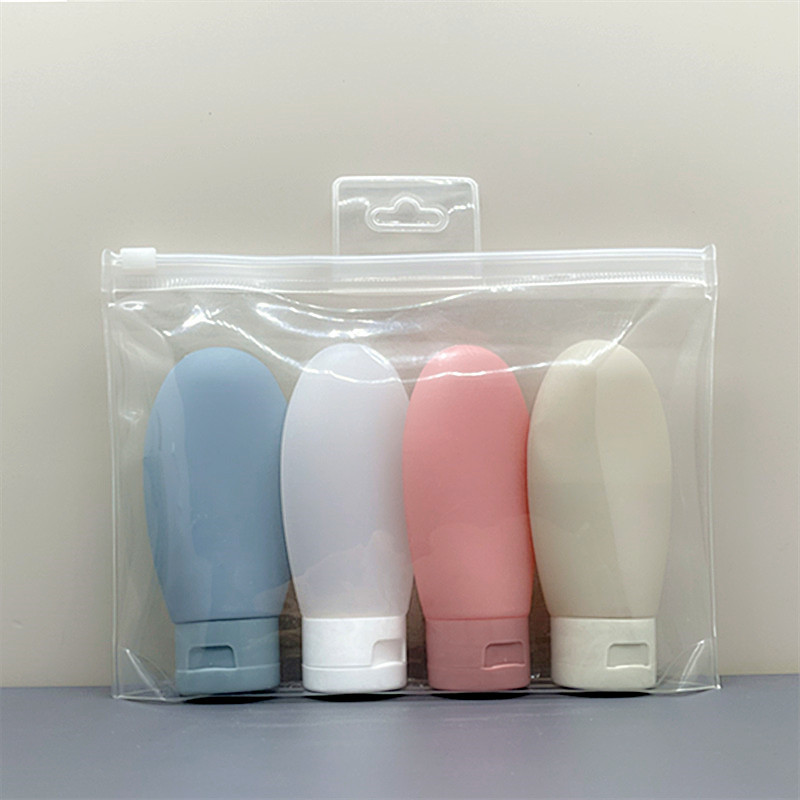 Ensemble de bouteilles rechargeables de voyage, 30/60/100ml, cosmétiques, lavage du visage, crème pour les mains, Lotion, tuyau, distributeur vide, 3/4 pièces: jaune clair