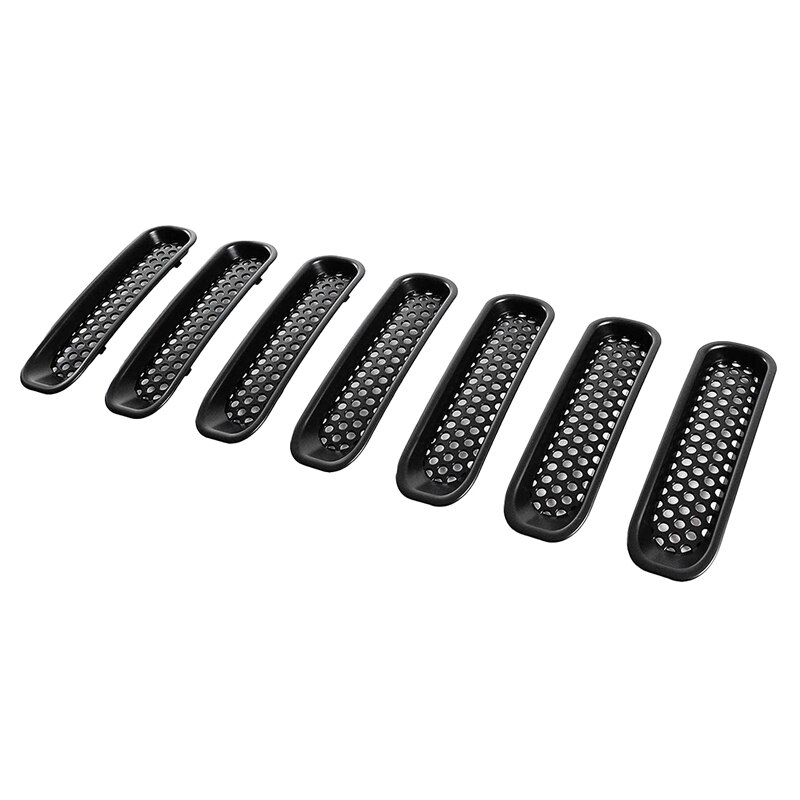 SHGO -7 Pcs Clip-in Mesh Grille Insert Cover Fit for 07-15 Jeep Wrangler JK - Matte Black