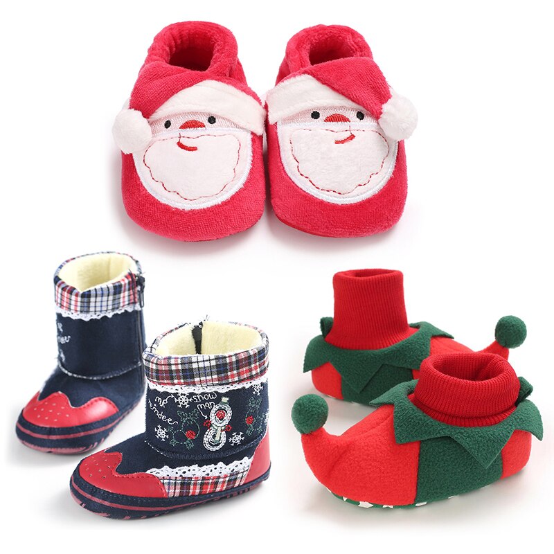 Christmas Baby Shoes Baby Boys Girls Winter Warm Santa Claus First Walkers Cute Xmas Baby Boots