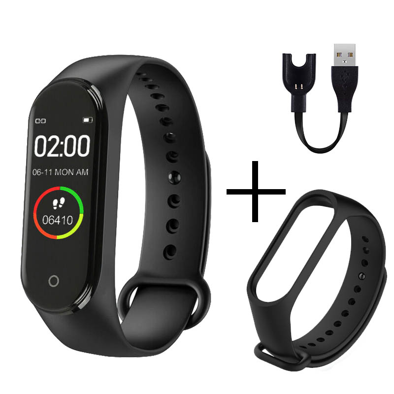 M4 Smart Armband Gesundheit Smart Band Herz Rate Blutdruck Monitor Fitness Tracker Sport Uhr Bluetooth für Android IOS: Black Black