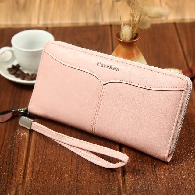 Catei Karrui Men's wallet business casual large-capacity clutch bag soft oil wax leather multi-card mobile phone bag: 006-3pink