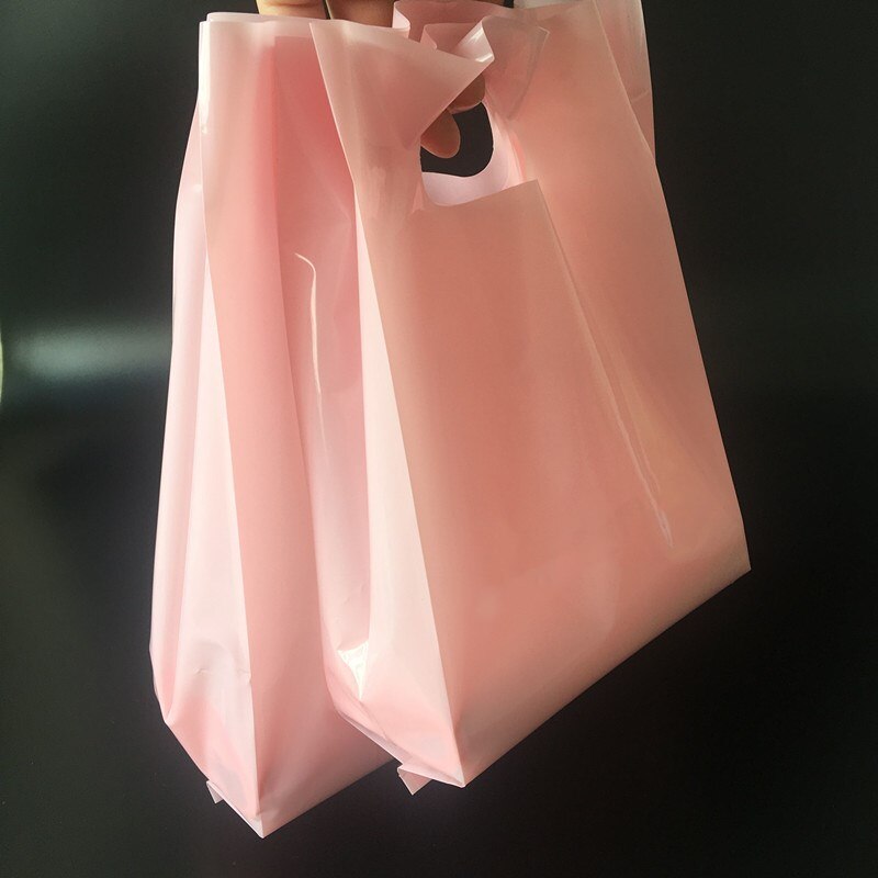 50 Stuks Dikke Plastic Zakken 15X25X3Cm Effen Kleur Sieraden Verpakking Tassen Winkelen Plastic Bag met Handvat