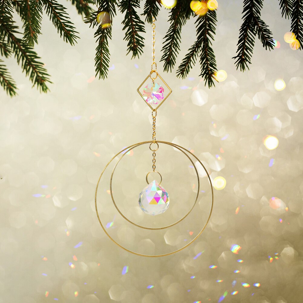 Kryształowa kula żelazny pierścień pryzmaty robić zawieszenia tęcza pościgowy oświetlenie łapacz wiatr dzwonki robić zasłna okiennych wystrój ogrodu w domu