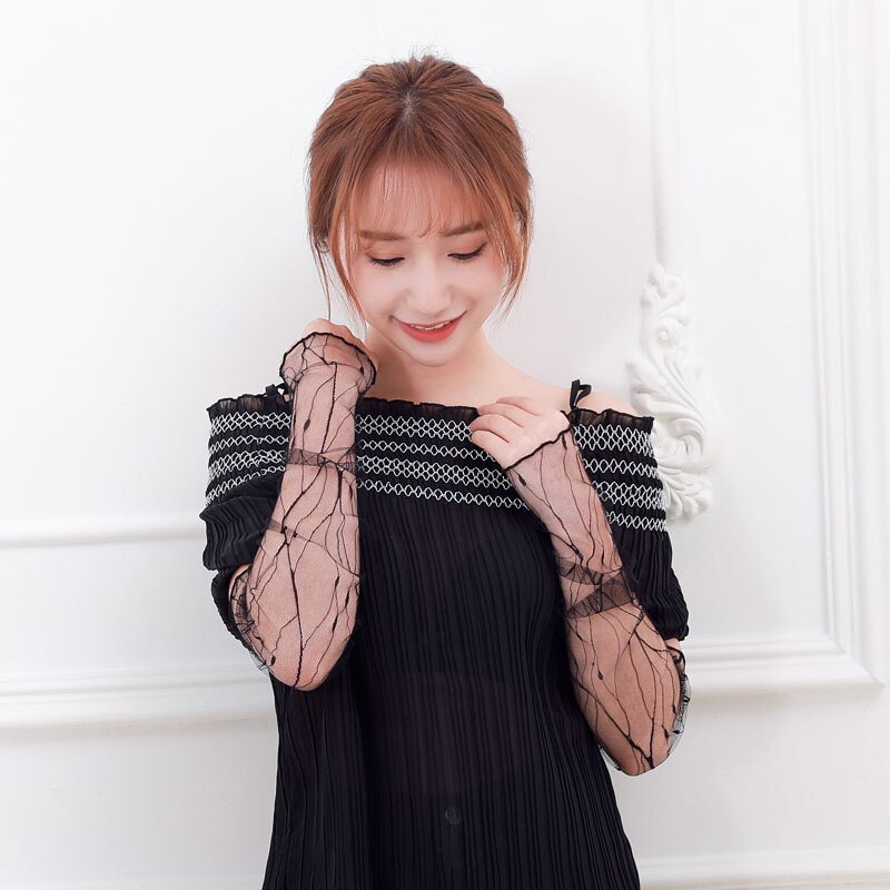 Manchettes de protection solaire d'été pour femmes, en maille et dentelle, anti-uv, fines, à manches longues, respirantes, pour cyclisme, conduite, manchettes