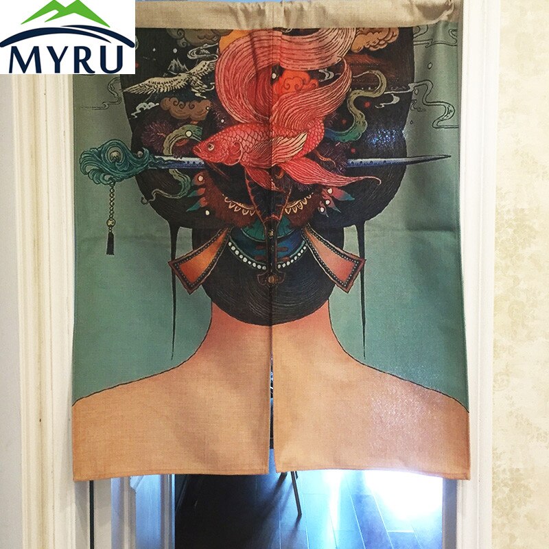 MYRU Japanese Ukiyo-e maid Feng Shui door curtain bedroom half curtain bedroom restaurant door curtain