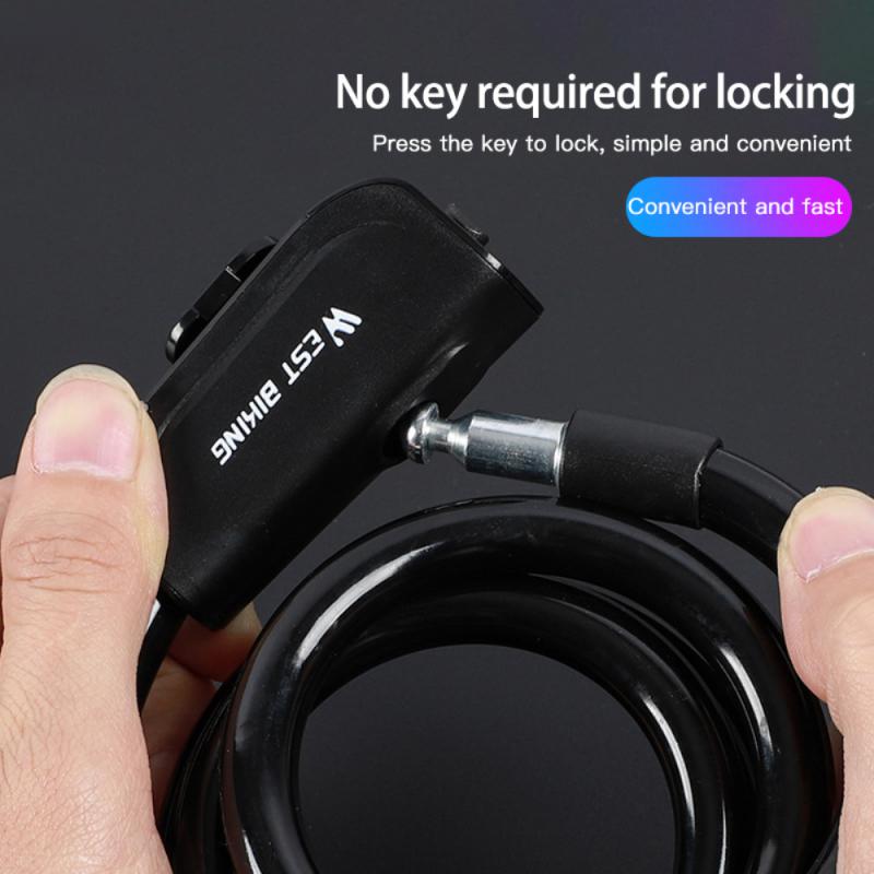 Theft Spiral Steel Cable Universal Protective Bicycle Lock Stainless Steel Cable Coil Bicycle Accessories Bike Lock with 2 Key