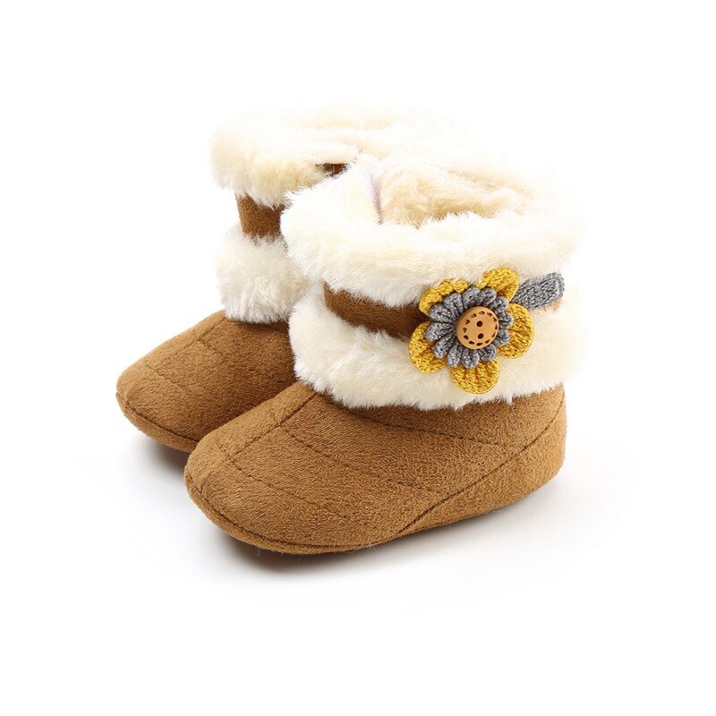 Bottes bébé fille belles fleurs Plus velours fond doux bébé bambin bottes doux en peluche bébé bottes chaussures