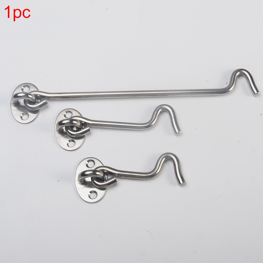 3/4/6/8 inches Stainless Steel Cabin Hook Latches Lock Shed Gate Door Catch Silent Holder Wind Brace