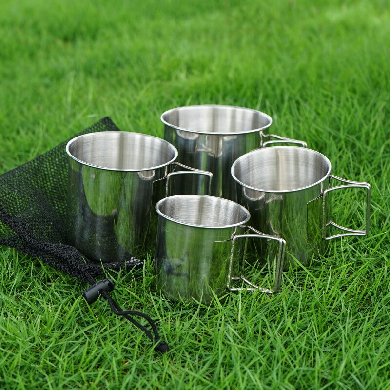 4 st / set rostfria koppar fällbart handtag vatten picknick grill camping mugg kaffe flaska