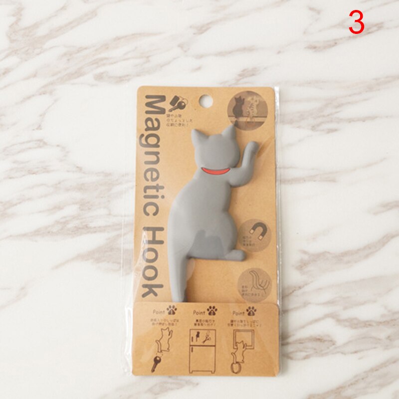 Gancho de pared magnética con forma de gato para llaves, gancho colgante para nevera, decoración de puerta, GHS99: 3