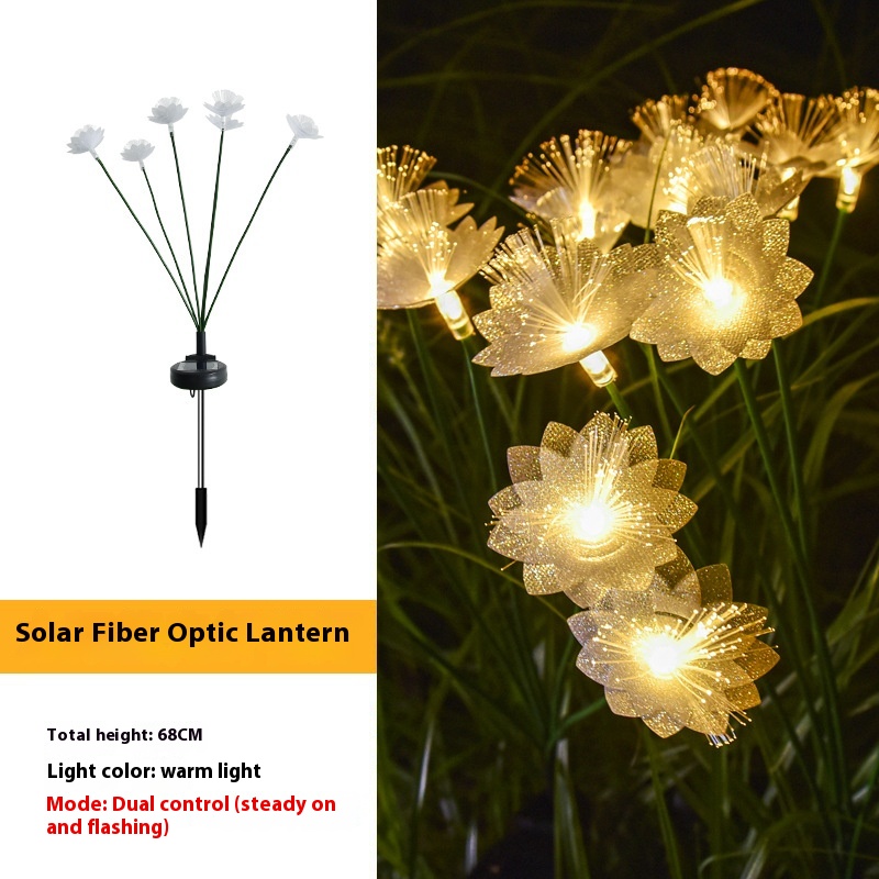 Solcellsdriven fjärilsfiberoptisk blomma led-sollampor utomhus bröllopsfestdekor trädgårdskrans gräsmatta lampa för gård uteplatsdekor: Reste sig / 0-5w