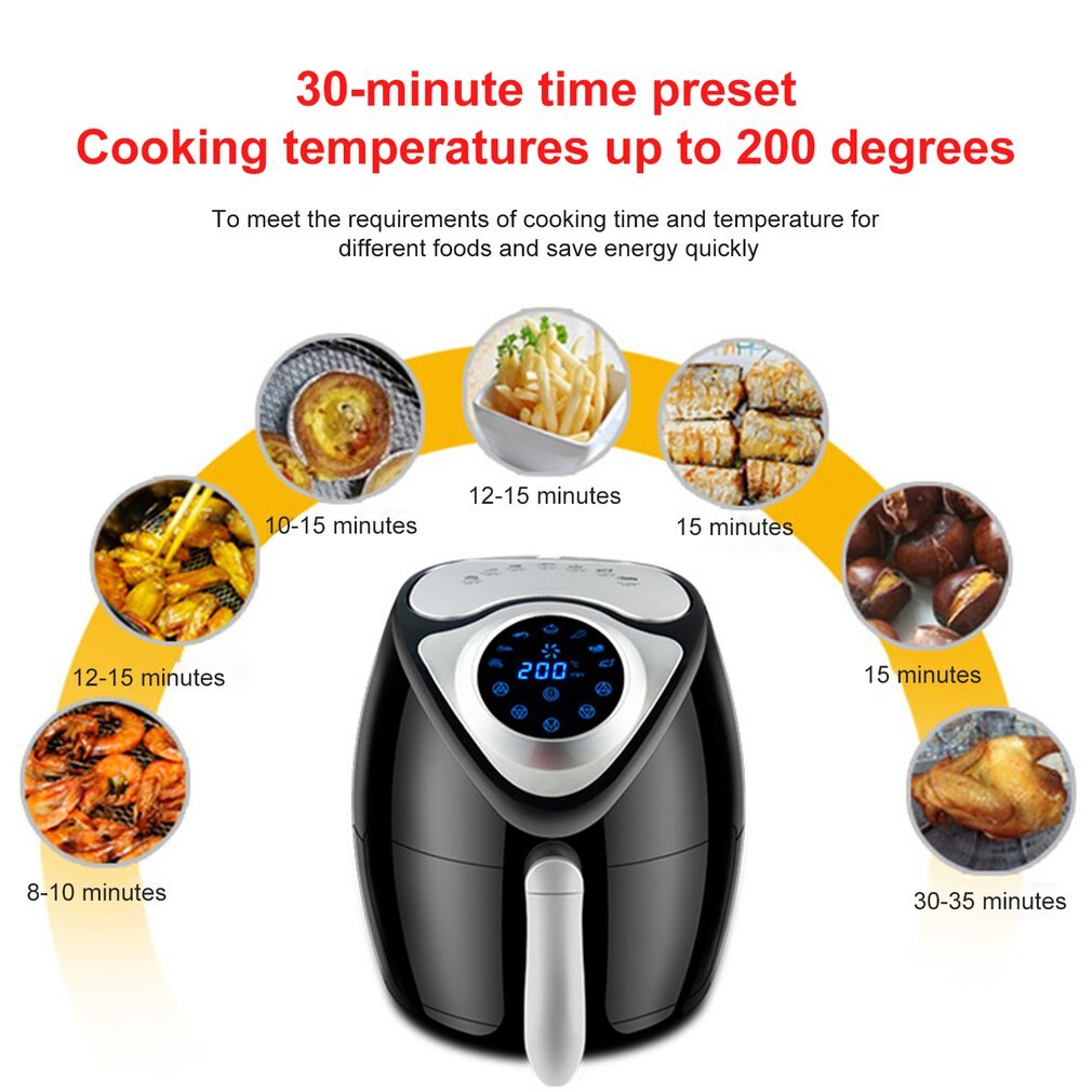 1300 W/2.6L Lucht Friteuse Grote Capaciteit Lucht Friteuse Huishoudelijke rookvrije Elektrische Koekenpan Smart Touch Screen frietjes Machine