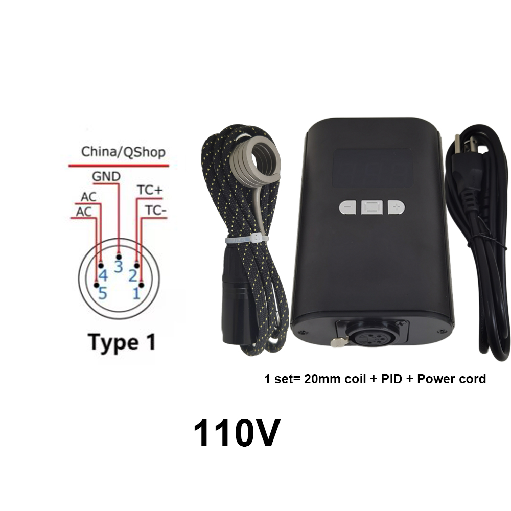 Electronic Nail Controller Box PID Controller Kit Heating Coil Temperature Controller Small Portable: black