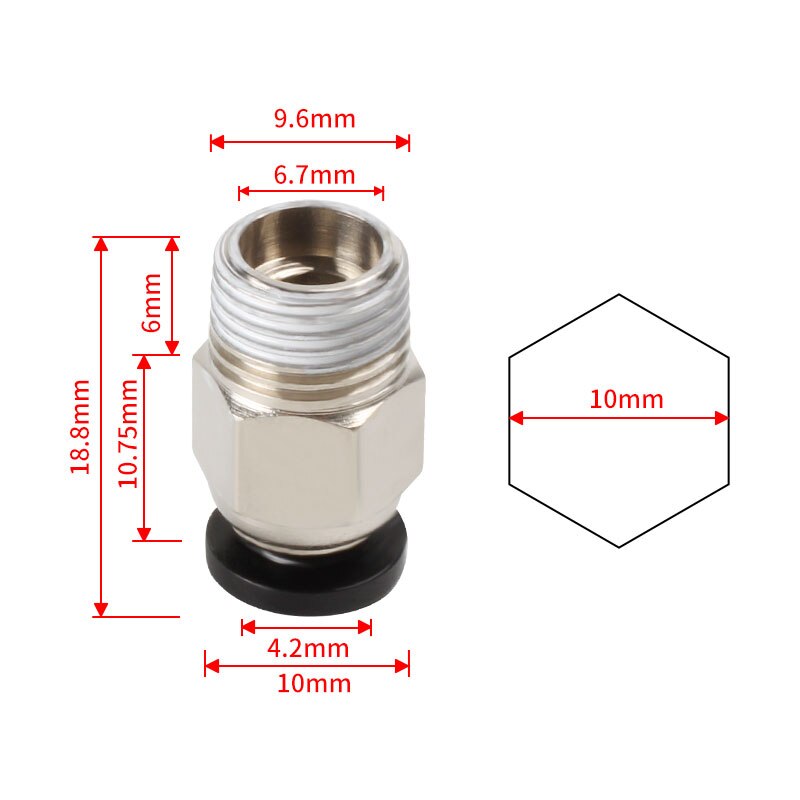 Encaixes pneumáticos do conector da impressora 3d PC4-01 PC4-M5 PC4-M6 diâmetro 4mm ptfe tubo conector do acoplador rápido conector pneumático: 5PCS / PC4 01