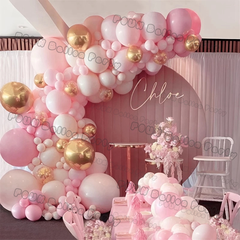 Kit de arco de guirnalda de Globos rosas, decoraciones para de cumpleaños, Foil de cumpleaños para niños, Globos de oro blanco, decoración de boda, Globos para Baby Shower