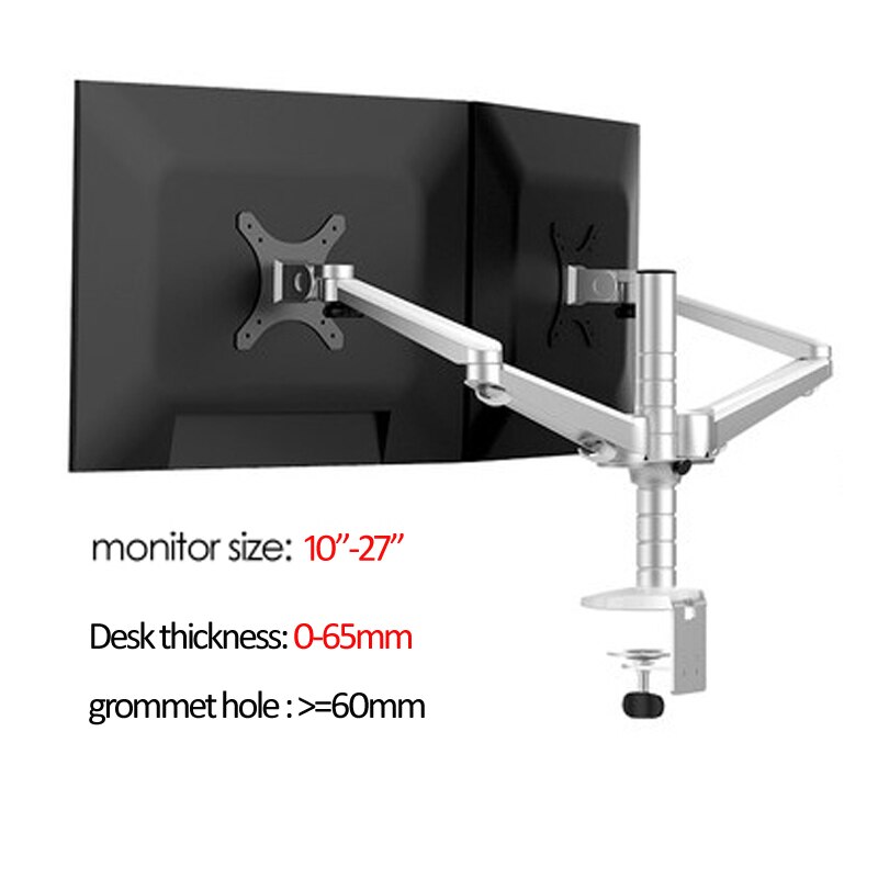 aluminum OA-4S 10-27" Double arm dual screen desktop mount monitor table stand pad desk mount stand monitor bracket shelf: OA-4S