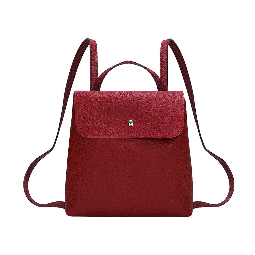 Femmes Mini sac à dos couleur Pure sacs à dos en cuir pour adolescentes femme école sac à bandoulière sac à dos mochila # T5P: Red