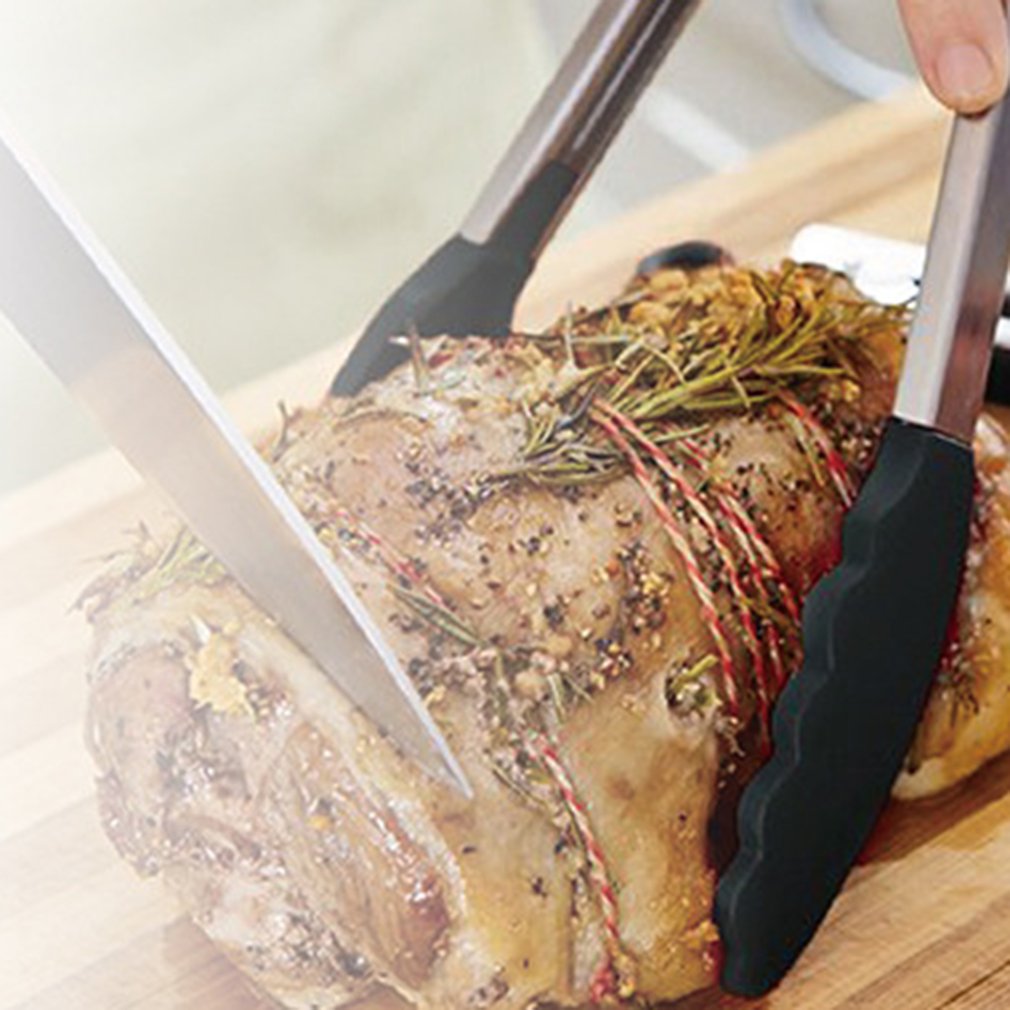 Stainless Steel Silicone Food Clip Easy To Store Safe For Non-Stick Cookware Intimate Triangle Support