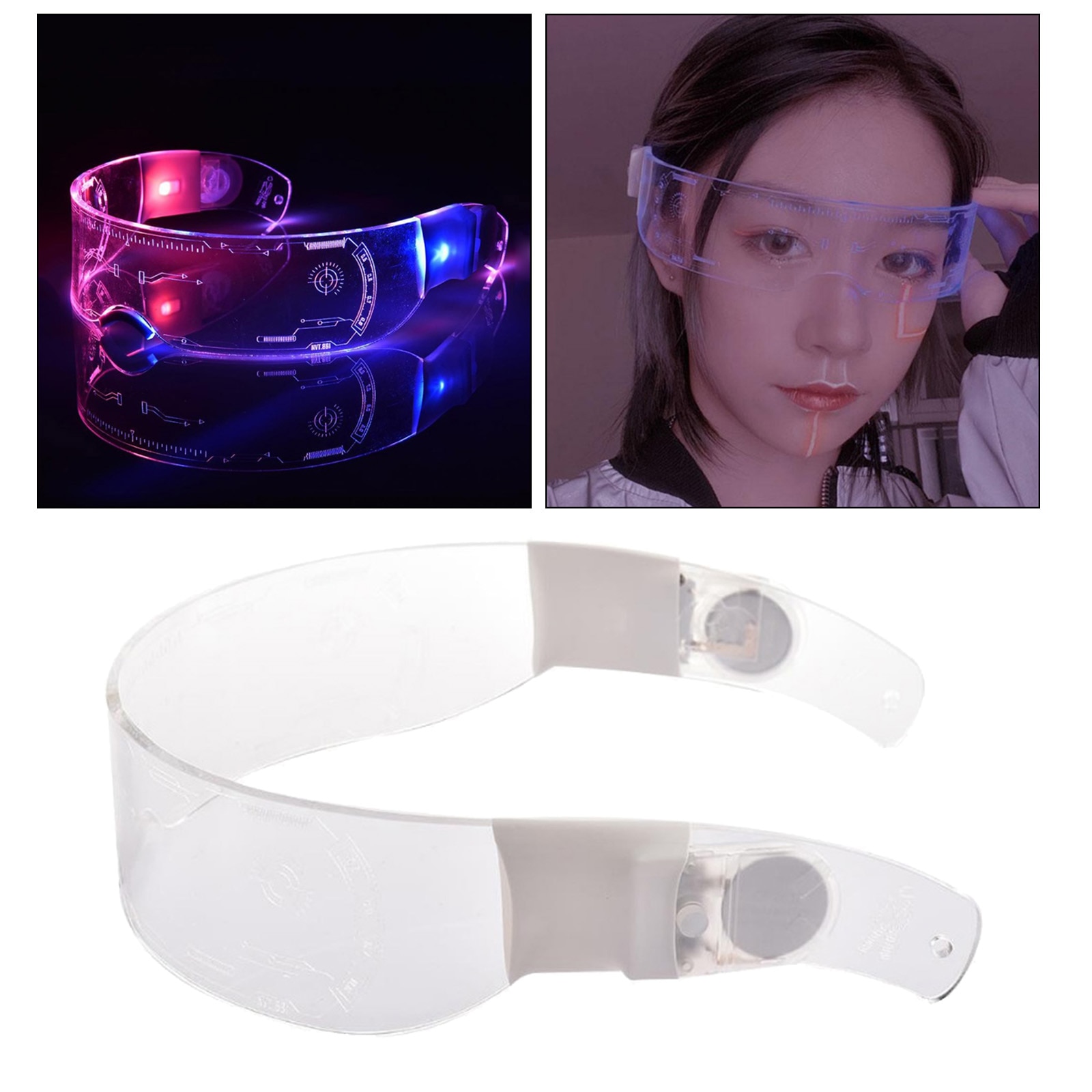 Visor Sunglasses Futuristic LED Shield Glasses for Women and Men Party Accessories