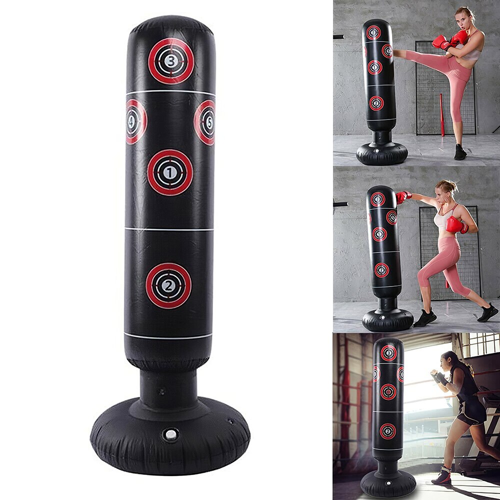 1.6M Inflatable Stress Punching Tower Bag Boxing Standing Tumbler Muay Training Pressure Relief Bounce Back Sandbag with Pump