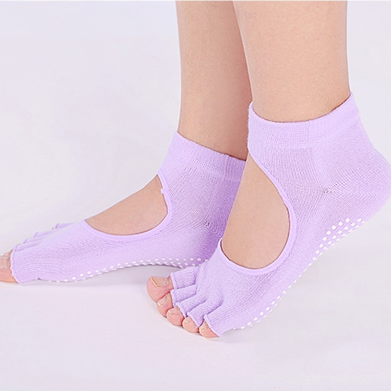Calcetines cortos de Yoga sin espalda con cinco dedos, Calcetines antideslizantes de secado rápido con 5 dedos, para Fitness, deporte, Pilates, calcetín de Ballet, calcetines de algodón para Gymwear