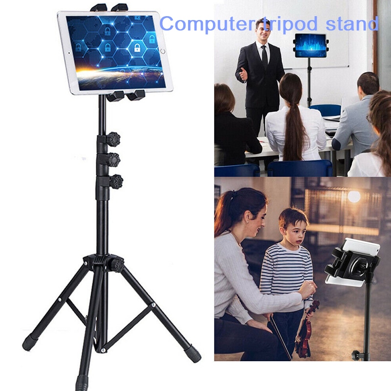 Black 360 Degree Rotary Adjustable Tablet Tripod Floor Stand Universal Tablet Holder Mount Tablet Tripod Floor Stand