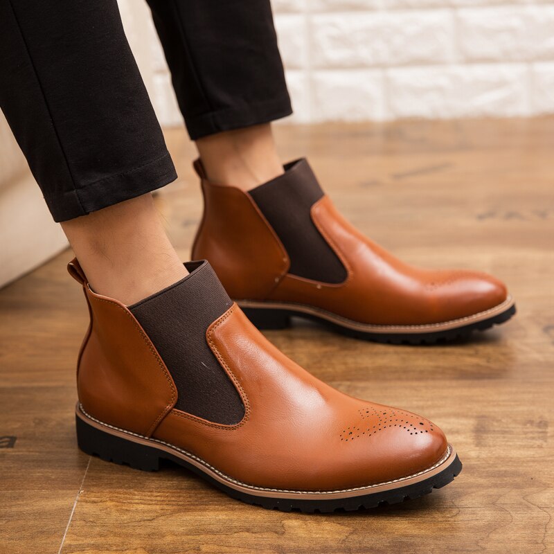 Classic Men Boots Italy Handmade Men's Chelsea Boots Leather Autumn Ankle Boots Wedding Party Male Dress Shoes