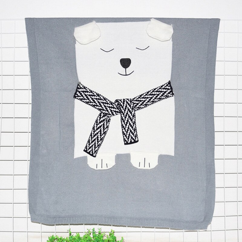 Småbarn pojkar flickor stickad filt söt björn sova swaddling filtar baby säng överdrag mjuk badlakan barn wrap strandmatta