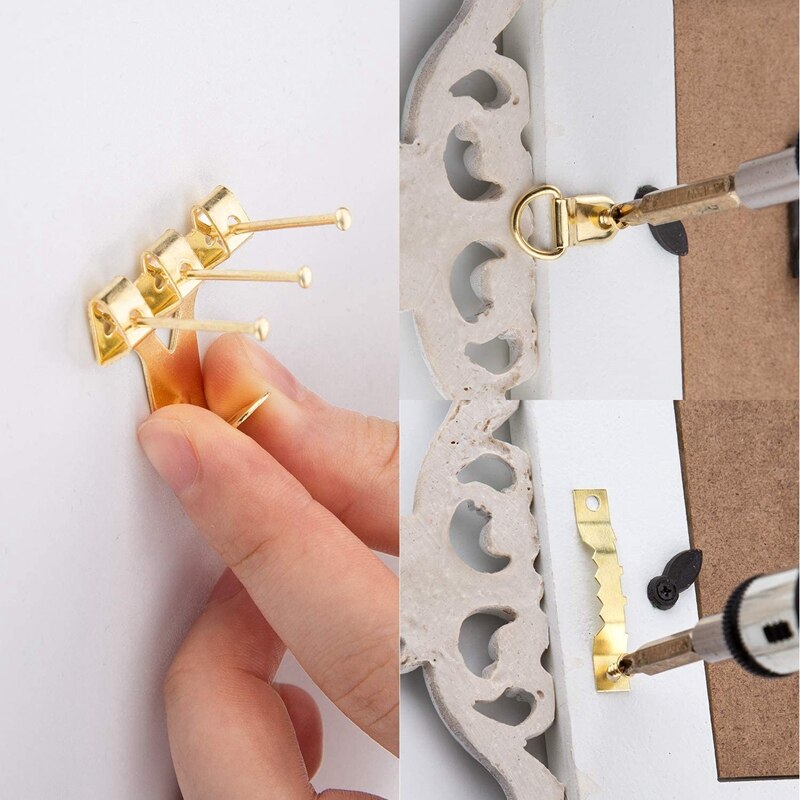 266 Pcs Assorted Picture Hangers Kit Frame Hanging Hooks Hardware with Hooks, Nails, Sawtooth, D Ring and Screw Eyes