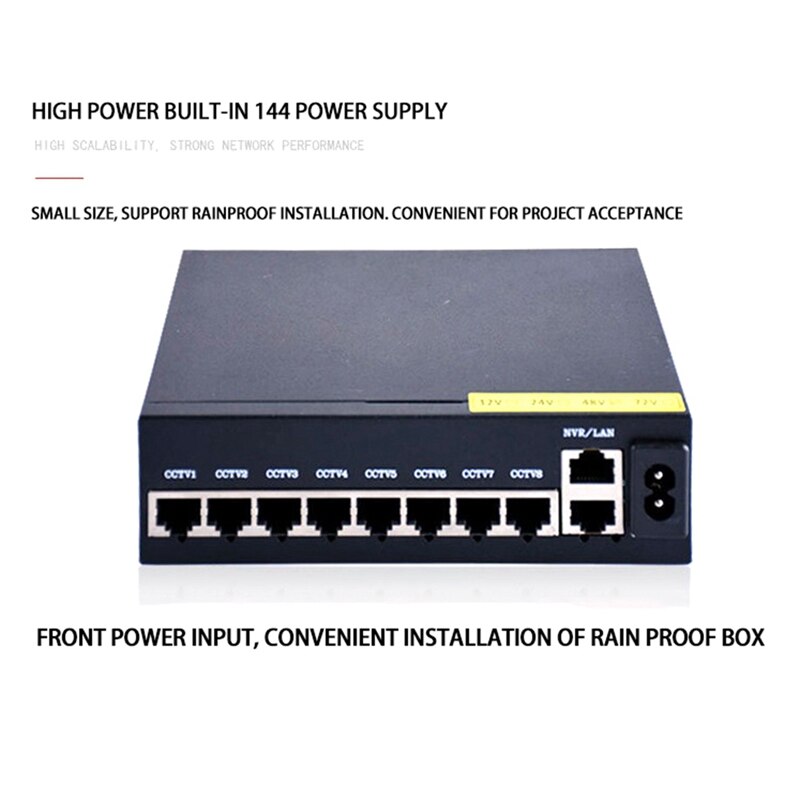 8 + 2 Standaard Poe Switch Netwerk Splitter 10-Poort Switch Draadloze Ap Monitoring Switch