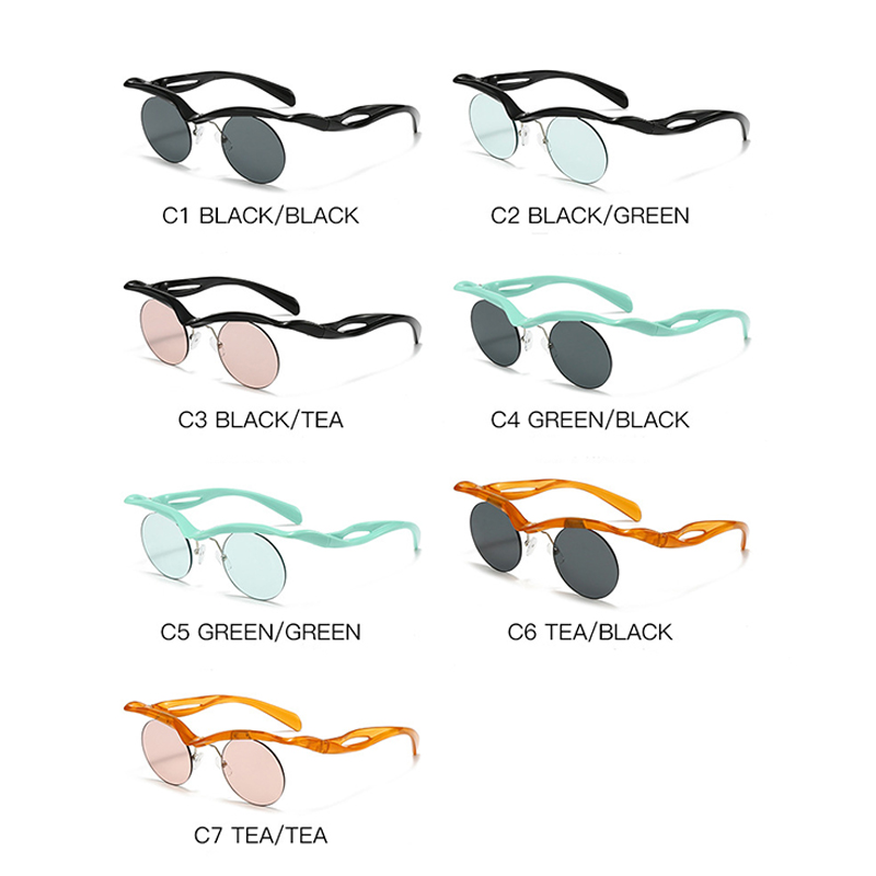 Gafas de sol para hombres y mujeres, gafas de a la con formas especiales, gafas redondas sin montura para accesorios al aire libre