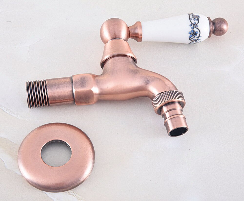 Antique Red Copper Outdoor Faucet Garden Water Tap / Washing machine Faucet / Laundry Sink Cold Water Tap Bidcock Faucet Bav332