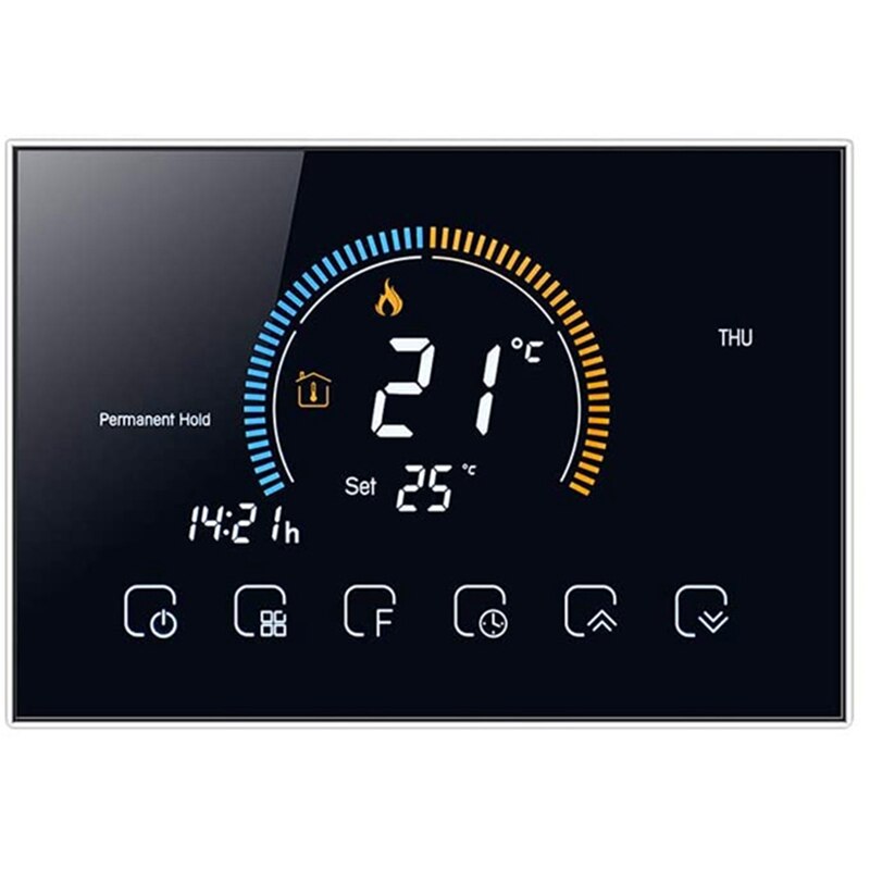 Wifi Slimme Thermostaat Met Presssn Kleur Display Draadloze Programmeerbare Thermostaat Controller Voor Home Office: Black