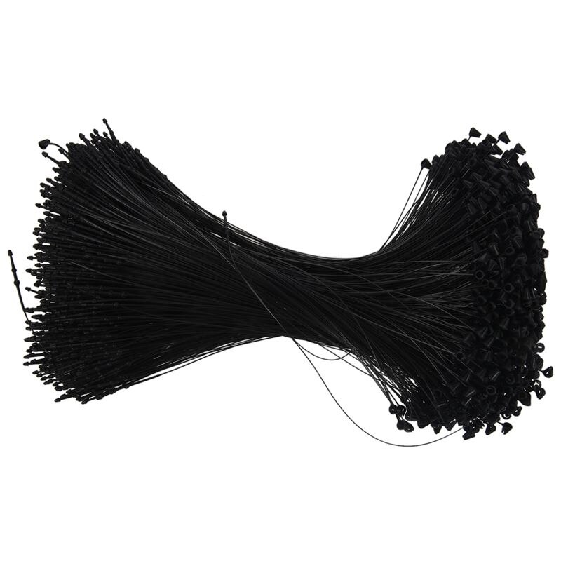 7 inch 1000 Pcs Black Snap Lock Pin Loop Plastic Tag Fastener Hook Ties