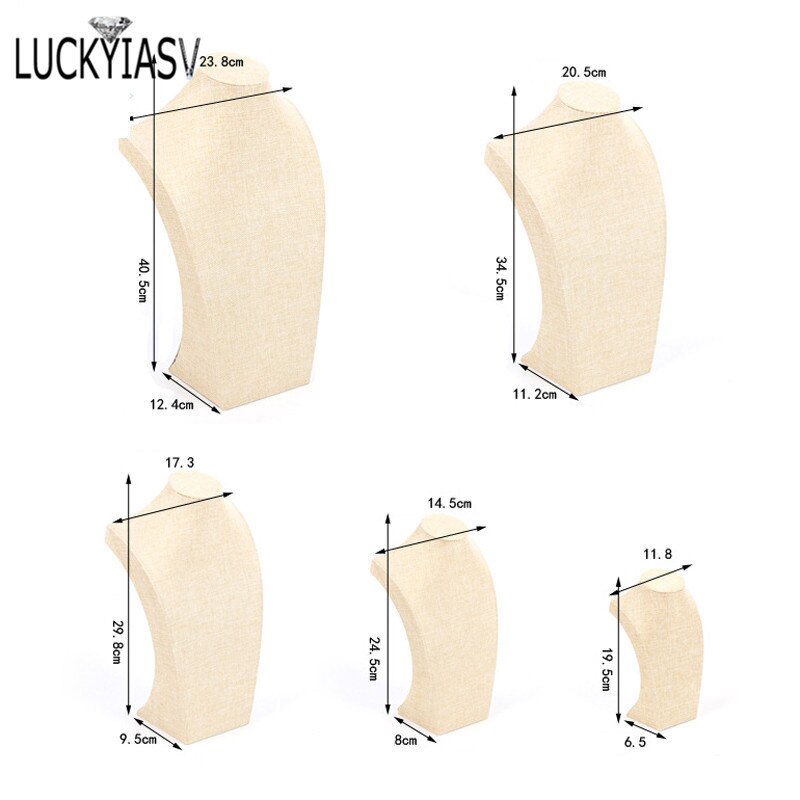 Flannel Portrait Necklace Display Stand Holder Jewelry Mannequin Bust For Necklace Pendant Counter Window Display Model