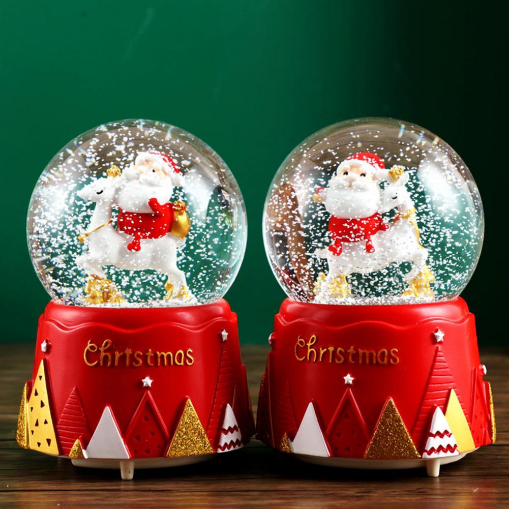 Music Snow Globe Glowing Crafts Snow Globe Display Lovely Decorative Santa Claus Statue Music Snow Globe Ornament