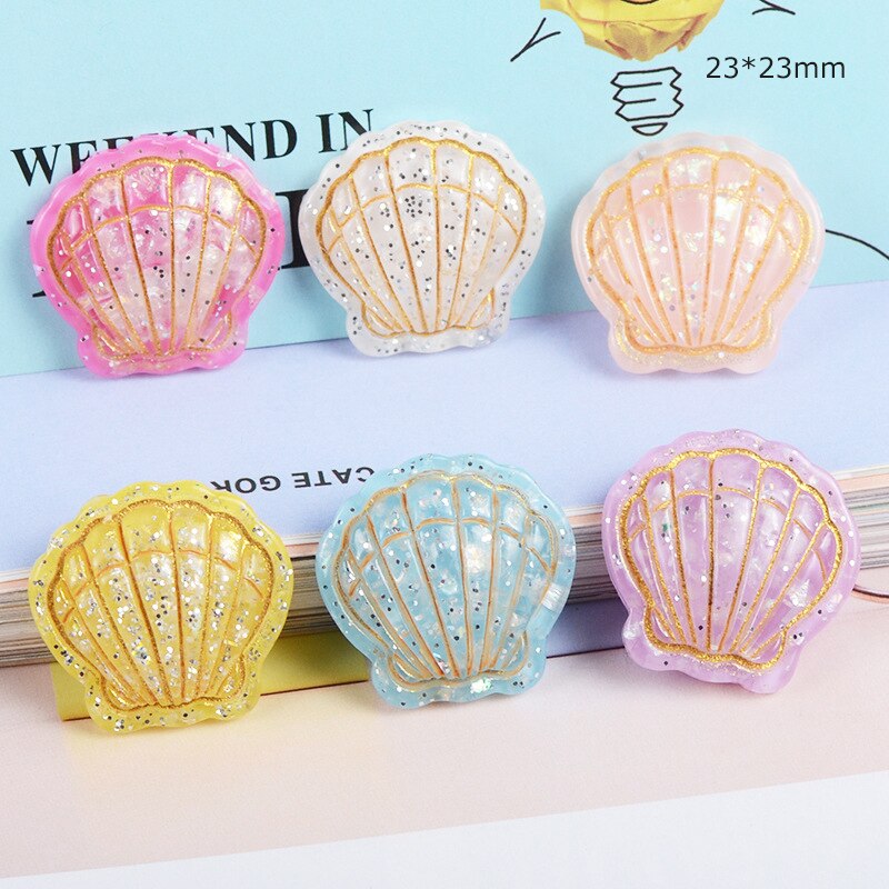 20 stk glitter ocean perle shell harpiks miniaturer diy håndværk kunst boligindretning tilbehør telefon shell patch kunstmaterialer: Skaller 02