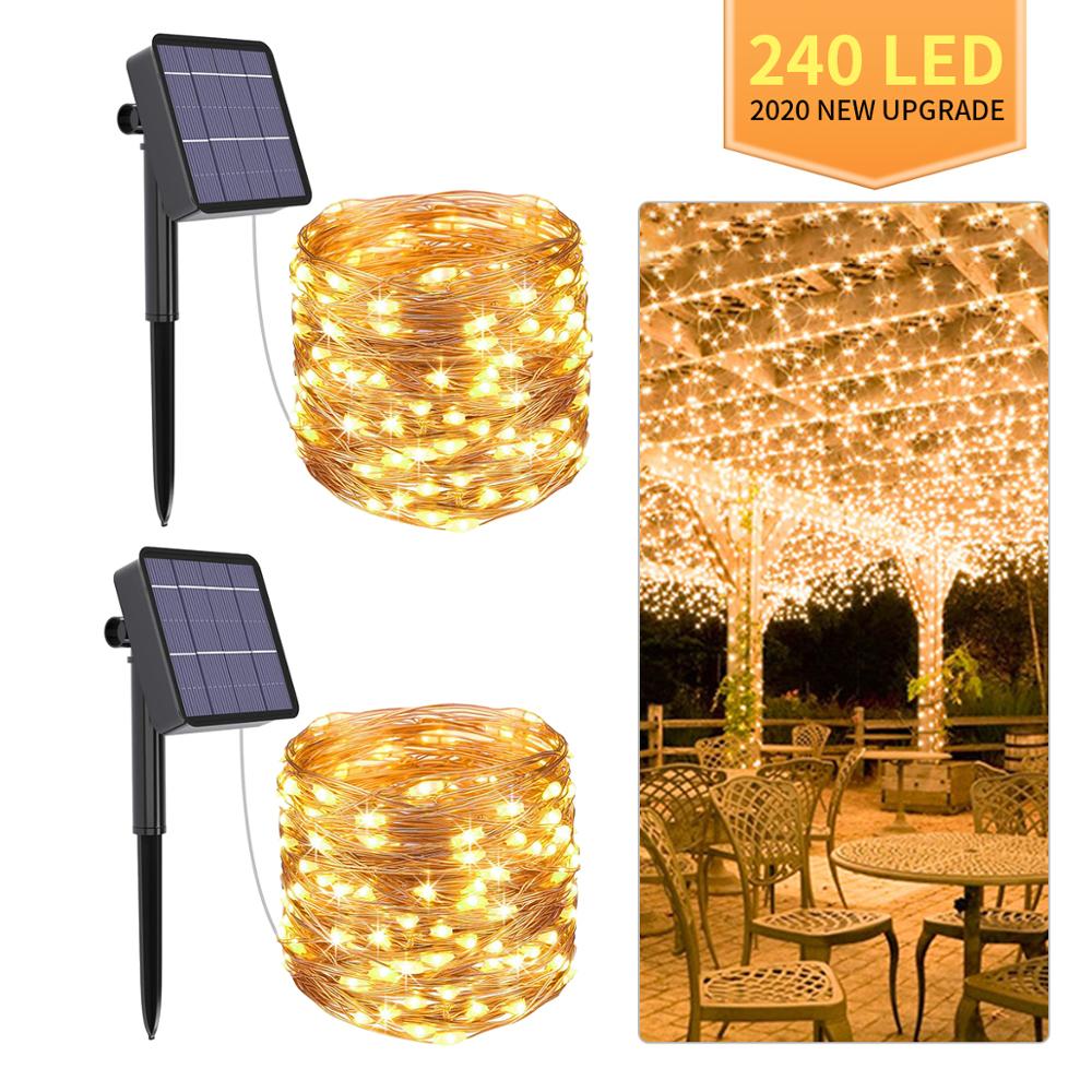 Luz LED de estrella de energía Solar 100/200, guirnaldas parpadeantes, lámpara de Navidad, , Halloween, Hada de la decoración, luces de jardín