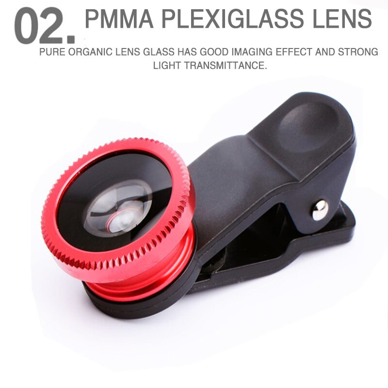 Lentillas de ojo de pez para teléfono móvil, Kits de lentes de cámara de gran angular para iPhone, Samsung, Huawei, Xiaomi Oneplus 7