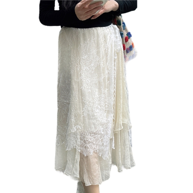 Vintage blomstermønster øjenvipper blonde lang nederdel hoftetørklæde til kvinder binde op æstetisk gennemsigtigt forklæde der dækker overnederdel  f3md