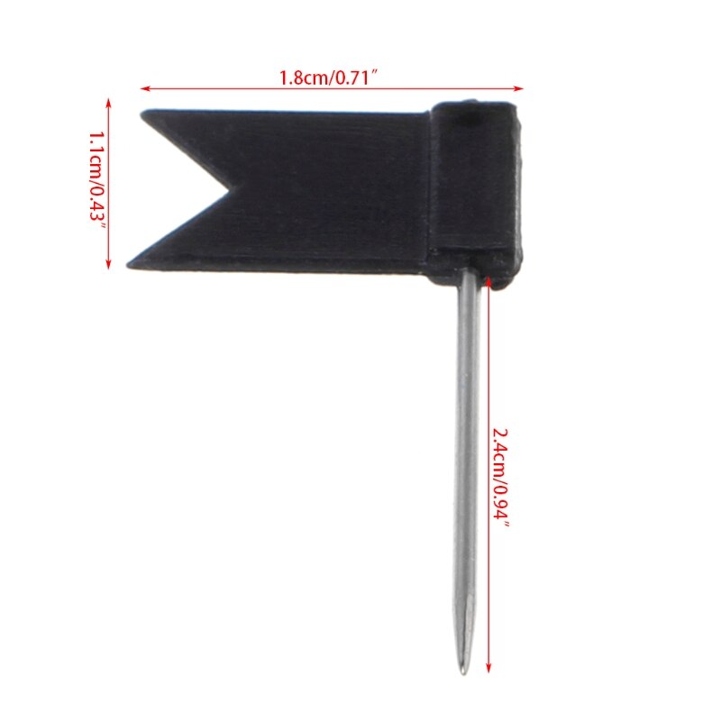Mixed Color Flag Push Pins 100 Pcs/Box Nail Thumb Tack Map Drawing Pin Stationery