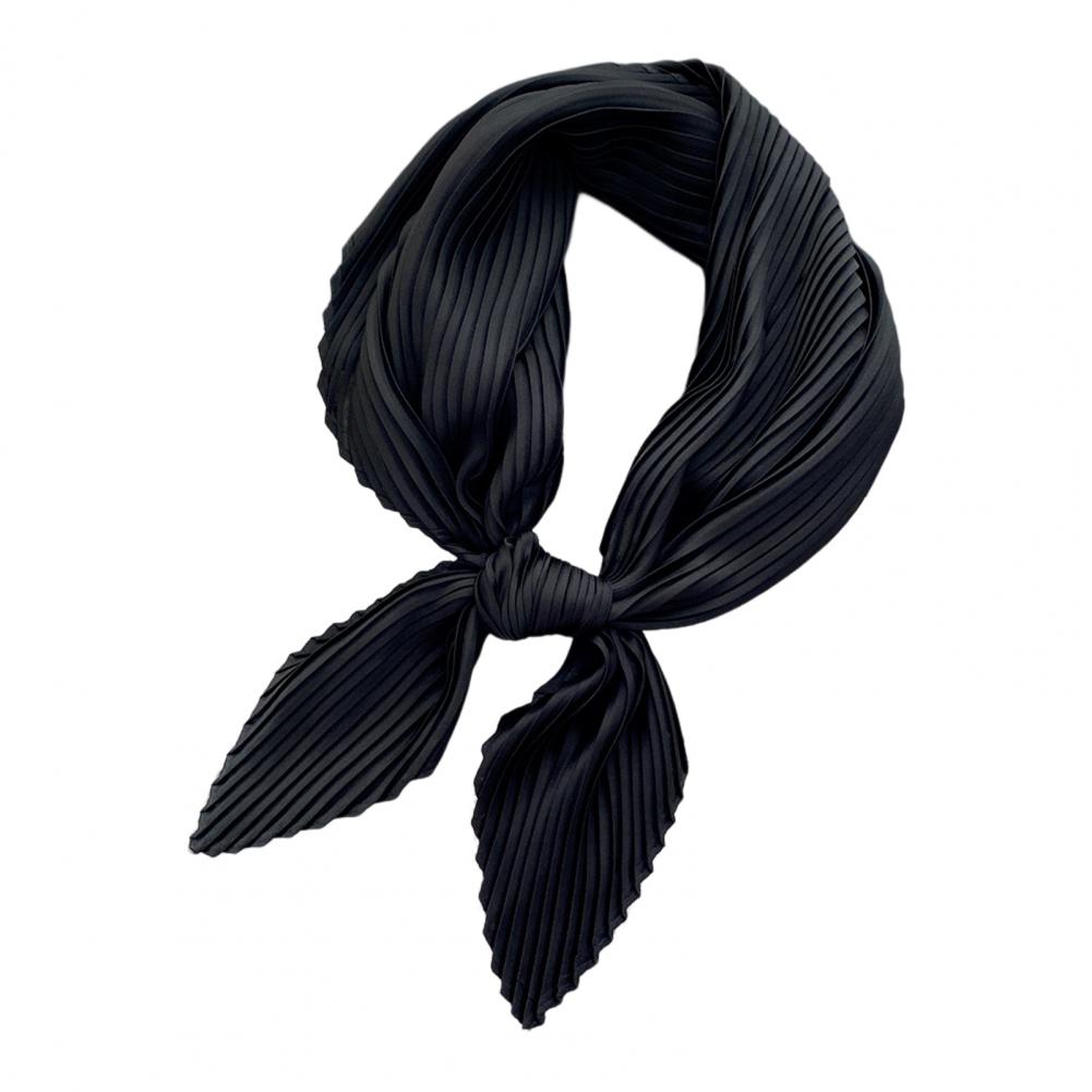 Super doux Chic mince froissé écharpe cou porter tempérament femme écharpe plissée pour l'extérieur: Black