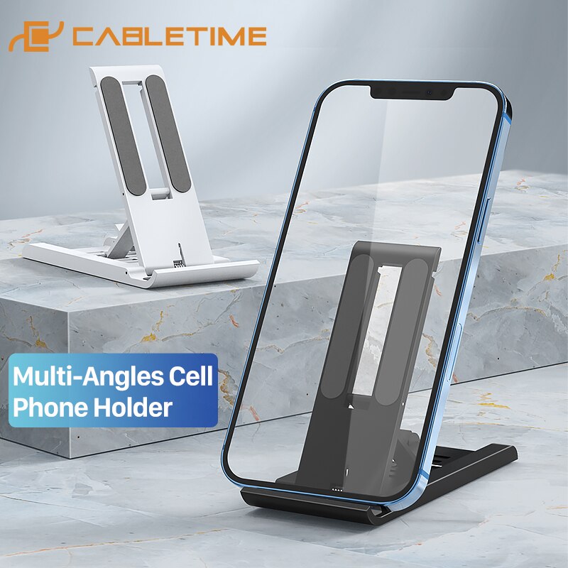 CABLETIME Six Levels Phone Holder Stable Non-slip Secure Snap ABS Compatible with Tablet PhoneHolder Adjustable Stand C427