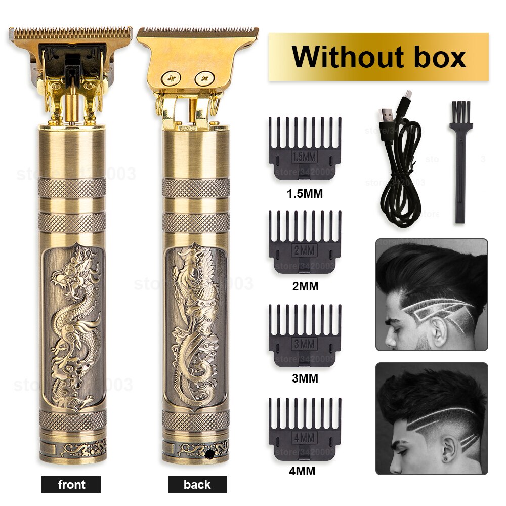 Cortadora de pelo eléctrica para hombre, afeitadora de barba de 0mm, con Máquina para cortar cabello de dragón recargable por USB: Dragon USB no box