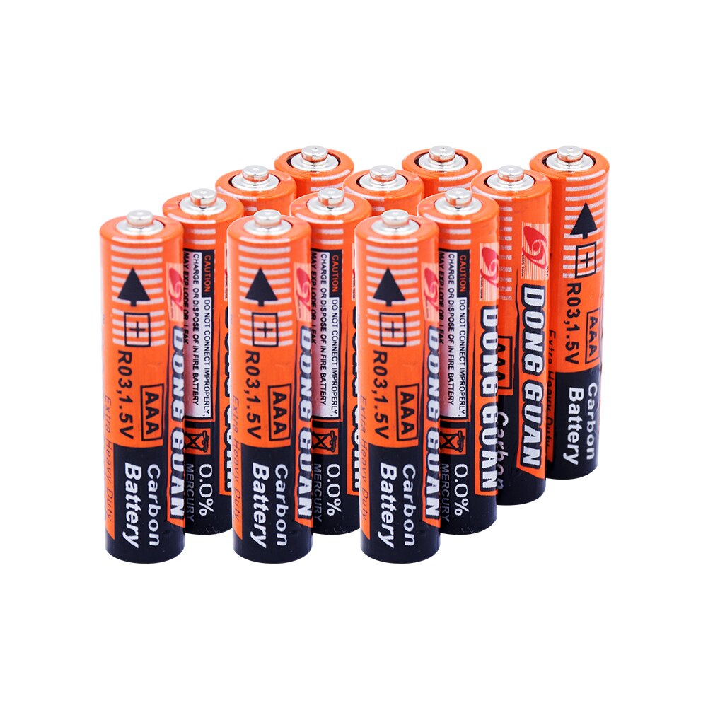 high capacity 1.5v Battery AAA Zinc Carbon Batteries Safe Strong explosion-proof 1.5 Volt AAA Battery UM4 LR03 Dry Bateria: 12  Pieces