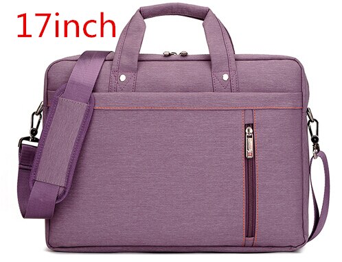 Office Business Briefcase Nylon Laptop Bag 13 14 15 17inch Macbook Notebook Tablet Gray Black Pink Waterproof: purple 17inch